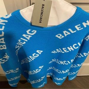 BLUE AND WHITE BALENCIAGA SWEATER